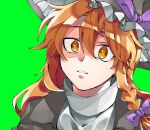  1boy absurdres bangs black_headwear black_jacket blonde_hair bow braid commentary_request cookie_(touhou) genderswap genderswap_(ftm) green_background hair_between_eyes hair_bow hat hat_bow highres jacket kirisame_marisa long_hair looking_at_viewer male_focus open_mouth otoko_no_ko portrait purple_bow rei_(cookie) shaded_face side_braid simple_background single_braid solo touhou turtleneck witch_hat yellow_eyes zerachin_(nicoseiga78314664) 