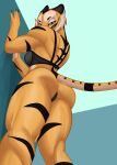  anthro back_muscles biceps black_body black_fur black_stripes blue_eyes bra breasts butt clothed clothing felid female fer_drawsdaily fur lingerie looking_at_viewer looking_back mammal muscular muscular_anthro muscular_female muscular_thighs orange_body orange_fur pantherine panties rear_view simple_background solo striped_body striped_fur stripes tail thighs thong tiger underwear white_body white_fur 