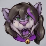  bell collar felid feline female fluffy highlights_(coloring) low_res mammal open_mouth pantherine purple rin_(kittyrin) snow_leopard vore 