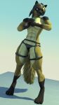  2022 3d_(artwork) abs absurd_res anthro areola black_clothing black_nose bottomwear brown_body brown_eyes brown_fur canid canine canis clothed clothing digital_media_(artwork) digitigrade dirty_blonde_hair domestic_dog female fist fur german_shepherd herding_dog hi_res leslie_rochester(rosecreates) mammal nipples pastoral_dog pink_areola pink_nipples portrait simple_background solo source_2_filmmaker tan_body tan_fur topless topless_female woofersfm 