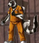  anthro black_body black_tail blood bodily_fluids bottomwear clothing colored_sketch fish front_view holding_knife holding_object imperatorcaesar knife male marine orange_bottomwear orange_clothing orange_pants orange_shirt orange_t-shirt orange_topwear pants prisoner pupils shark shirt sketch slit_pupils solo standing t-shirt teeth topwear white_body white_tail 