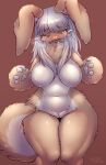  absurd_res anthro blush breasts brown_body brown_fur featureless_breasts female fur genitals hair hi_res ingi lagomorph leporid made_in_abyss mammal nanachi narehate nude pussy rabbit solo white_hair 
