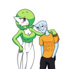  2021 arm_around_shoulders black_eyes blue_body blush blush_stickers breasts cleavage clothed clothing duo eye_contact female gardevoir green_hair hair hand_in_pocket hand_on_hip humanoid looking_at_another male medium_breasts meme meme_clothing mommy_kink nintendo not_furry pearboy-ooh pearboy_(oc) pockets pok&eacute;mon pok&eacute;mon_(species) red_eyes sierra_(pearboy-ooh) simple_background size_difference slouching smile smug video_games white_background 