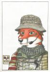  2022 absurd_res anthro biped camo camo_clothing camo_print canid canine clothing fox hi_res male mammal military_uniform n2o pattern_clothing red_fox solo trask uniform 