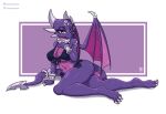  activision anthro bikini breasts butt cleavage clothed clothing cynder dragon female membrane_(anatomy) membranous_wings painterdreamer purple_body purple_scales scales side-tie_bikini solo spyro_the_dragon swimwear video_games wings 