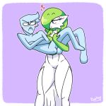  &lt;3 2021 :&gt; :&lt; blush blush_lines blush_stickers bridal_carry carrying crossed_arms duo embarrassed eye_contact featureless_feet female frown gardevoir green_hair hair hi_res humanoid looking_at_another male mommy_kink nintendo not_furry pearboy-ooh pearboy_(oc) pok&eacute;mon pok&eacute;mon_(species) princess_carry purple_background red_eyes sierra_(pearboy-ooh) simple_background size_difference smile video_games 