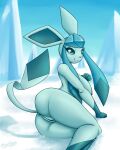  2022 5_fingers anthro anthrofied anus artist_name blue_anus blue_body blue_eyes blue_fur blue_nipples blue_nose blue_pussy breasts butt clitoris dated digital_media_(artwork) eeveelution eyelashes female fingers fur genitals glaceon hi_res ice latiar looking_at_viewer looking_back looking_back_at_viewer lying multicolored_body multicolored_fur nintendo nipples nude on_side outside pok&eacute;mon pok&eacute;mon_(species) pok&eacute;morph pussy raised_tail rear_view shadow side_boob sky smile snow solo two_tone_body two_tone_fur video_games 