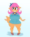  anthro big_breasts black_eyes black_nose breasts brown_body brown_fur camp_lazlo cartoon_network clothing female fur hair hat headgear headwear herpestid hi_res looking_at_viewer mammal mongoose patsy_smiles pink_hair short_stack smile solo somescrub thick_thighs uniform wide_hips 