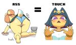  absurd_res all_fours animal_crossing ankha_(animal_crossing) anthro big_butt bottomwear butt canid canine canis clothing domestic_cat domestic_dog felid feline felis female hi_res isabelle_(animal_crossing) jhenightfox mammal nintendo panties skirt underwear video_games 