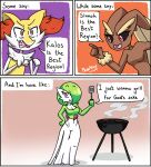  2021 3_panel_comic :3 anthro arguing black_sclera braixen breasts brown_body brown_fur buckteeth chest_tuft cleavage clothed clothing cooking dialogue_box english_text fangs female fur gardevoir green_hair grill group hair hair_over_eye hand_on_hip hi_res humanoid i_just_wanna_grill inner_ear_fluff looking_at_viewer lopunny medium_breasts meme multicolored_body multicolored_fur nintendo not_furry one_eye_obstructed parody paws pearboy-ooh pok&eacute;mon pok&eacute;mon_(species) red_eyes signature smug spatula speech_bubble tan_body tan_fur teeth text tools trio tuft two_tone_body two_tone_fur video_games white_body white_fur yellow_body yellow_fur 