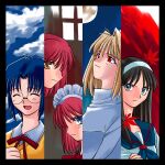  5girls ^_^ arcueid_brunestud blonde_hair blue_eyes blue_sailor_collar blue_sky brown_eyes brown_hair ciel_(tsukihime) closed_eyes closed_mouth cloud column_lineup day facing_viewer from_side glasses hairband hisui_(tsukihime) indoors kohaku_(tsukihime) leaf looking_at_viewer looking_to_the_side looking_up maid_headdress maple_leaf multiple_girls neck_ribbon non-web_source official_art open_mouth outdoors parted_bangs parted_lips portrait red_eyes red_hair red_ribbon ribbon sailor_collar school_uniform shirt siblings sky smile sweater sweater_vest takeuchi_takashi tohno_akiha tsukihime twins upper_body white_hairband white_shirt yellow_sweater_vest 
