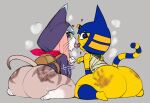  &lt;3 &lt;3_eyes animal_crossing ankha_(animal_crossing) anthro big_butt butt capcom colored crossover domestic_cat duo edit felid feline felis felyne female female/female french_kissing hi_res huge_butt kissing krekk0v looking_at_viewer looking_back lynian mammal monster_hunter monster_hunter_stories monster_hunter_stories_2:_wings_of_ruin nintendo spank_marks thick_thighs tsukino_(monster_hunter_stories) video_games wide_hips 