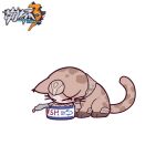  animal animal_focus can can_(honkai_impact) canned_food cat closed_eyes copyright_name eating eta food honkai_(series) honkai_impact_3rd no_humans simple_background solo white_background 