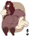  2020 4k abstract_background absurd_res anthro big_breasts big_butt big_tail breasts brown_body brown_eyes brown_fur bubble_butt butt canid canine canis claudia_(nefrette) curvaceous curvy_figure dated digital_drawing_(artwork) digital_media_(artwork) domestic_dog eyelashes female fluffy fluffy_tail fur hair hand_on_hip hand_on_own_hip hi_res hourglass_figure huge_breasts huge_butt long_hair looking_at_viewer looking_back mammal multicolored_body multicolored_fur nude one_eye_closed red_hair simple_background smile solo standing superix tan_body tan_fur thick_thighs two_tone_body two_tone_fur voluptuous watermark wide_hips wink winking_at_viewer 