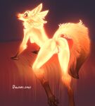 2022 4_ears all_fours anthro anus arched_back biped blep blue_eyes breasts brown_body brown_fur butt canid canine claws digital_media_(artwork) digitigrade discreet_user female fox fur genitals glowing glowing_body glowing_fur hi_res looking_at_viewer looking_back looking_back_at_viewer mammal multi_ear multicolored_body multicolored_fur mylar_(discreet_user) neck_tuft nipples pawpads paws pussy small_breasts solo toe_claws tongue tongue_out tuft two_tone_body two_tone_fur yellow_body yellow_fur 