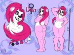  anthro dark_pink_hair divapanda female fur giant_panda looking_at_viewer mammal pink_body pink_fur purple_eyes reference_image solo ursid 