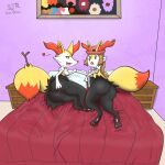  &lt;3 alternate_species anthro anus bed bedroom big_butt black_body blue_eyes braixen breasts brown_hair butt canid canine clothing curvaceous curvy_figure duo female female/female fox fur furniture genitals hair hat headgear headwear inner_ear_fluff looking_at_viewer looking_back looking_back_at_viewer lying lying_on_bed mammal nintendo nipples on_bed open_mouth orange_body orange_fur pillow pink_anus pok&eacute;mon pok&eacute;mon_(species) pussy red_eyes red_nose rodrigo_s_estrela scared serena_(pok&eacute;mon) spread_butt spreading stick tuft video_games voluptuous white_body white_fur yellow_body yellow_fur 