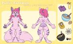  aardpuff aardwolf anthro dark_pink_hair female fur humanoid hyaenid mammal pink_body pink_fur purple_eyes purple_stripes solo stripes 