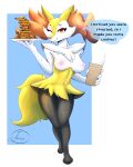  absurd_res anthro azucana braixen breasts cookie dialogue female food fur hi_res looking_at_viewer milk nintendo nipples paws plate pok&eacute;mon pok&eacute;mon_(species) solo solo_focus text video_games 