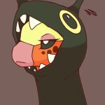  1:1 2022 ambiguous_gender annoyed black_eyes brown_markings cel_shading colored_sketch digital_media_(artwork) facial_markings feral giratina_(artist) head_markings headshot_portrait horn leaked_girafarig_evo leaked_pokemon long_neck low_res markings multicolored_body muzzle_(marking) nintendo orange_body ossicone pink_eyelids pink_markings pok&eacute;mon pok&eacute;mon_(species) portrait pupils shaded simple_background simple_shading sketch snout snout_markings solo video_games white_pupils 