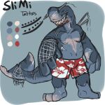  anthro blue_body blue_tail bottomwear cetacean clothing color_swatch fin fishnet forked_tail grin imperatorcaesar livyatan_melvillei male mammal marine model_sheet musclegut muscular muscular_anthro muscular_male overweight overweight_anthro overweight_male red_bottomwear red_clothing sharp_teeth smile solo tail_fin teeth toothed_whale unusual_anatomy unusual_tail white_bottomwear white_clothing 