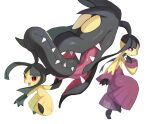  bright_pupils closed_mouth commentary_request from_side hand_up highres horezai mawile mega_mawile mega_pokemon open_mouth pokemon pokemon_(creature) purple_eyes red_eyes saliva simple_background smile tongue white_background white_pupils 