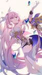  1girl absurdres bare_shoulders breasts elysia_(herrscher_of_human:ego) elysia_(honkai_impact) gloves hair_between_eyes hair_ornament highres honkai_(series) honkai_impact_3rd large_breasts long_hair pink_hair purple_eyes simple_background solo sylvia_(huajiuhuajiu) symbol-shaped_pupils very_long_hair white_gloves 