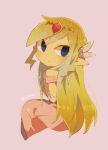  1girl artist_name back belt blonde_hair blue_eyes blush closed_mouth dress floating_hair full_body gloves jewelry long_hair looking_up multicolored_hair multiple_persona necklace open_mouth pink_dress princess_zelda skirt_hold solo the_legend_of_zelda the_legend_of_zelda:_spirit_tracks the_legend_of_zelda:_the_wind_waker tiara tokuura toon_zelda 