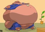  2016 3_toes 4_fingers anthro belly belt big_belly bottomwear clothing common_hippopotamus dessert dino.d.dice disney doughnut feet fingers food hippopotamid holding_doughnut holding_food holding_object hyper hyper_belly immobile inside male mammal morbidly_obese morbidly_obese_anthro morbidly_obese_male navel obese obese_anthro obese_male officer_higgins overweight overweight_anthro overweight_male pants plant plant_pot police police_officer police_uniform potted_plant puffed_cheeks shirt sitting solo toes topwear torn_clothing uniform zootopia 