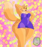  2022 anthro bedroom_eyes big_breasts breasts canid canine cleavage clothed clothing diane_foxington dreamworks erect_nipples eyelashes eyeshadow fangs female fox fur glistening glistening_eyes green_eyes half-closed_eyes hand_on_head hand_on_hip hi_res huge_hips huge_thighs jewelry lipstick looking_at_viewer makeup mammal narrowed_eyes navel_outline necklace nipple_outline nipples open_mouth open_smile orange_body orange_fur pattern_background pink_background sammyc96 seductive shaded sharp_teeth signature simple_background smile solo standing star star-shaped_background teeth the_bad_guys thick_thighs tongue wide_hips 