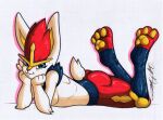  anthro butt cinderace fur hi_res lagomorph male mammal nintendo pok&eacute;mon pok&eacute;mon_(species) rotten_owl simple_background solo traditional_media_(artwork) video_games white_background white_body white_fur 