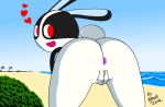  &lt;3 2022 animal_crossing anthro anus beach bent_over big_butt black_body black_fur blue_sky bush_(disambiguation) butt clitoris domestic_rabbit dotty_(animal_crossing) dutch_rabbit female fur genitals lagomorph leporid looking_at_viewer looking_back mammal multicolored_body multicolored_fur nintendo nonyammychoko nude open_mouth open_smile oryctolagus palm_tree plant plump_labia presenting presenting_hindquarters puffy_anus pussy rabbit rear_view red_eyes sand sea seaside shaded signature sky smile solo standing thick_thighs tree video_games water white_body white_fur wide_hips 