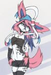  absurd_res anthro armwear blue_eyes breasts clothed clothing eeveelution female hat headgear headwear hi_res legwear looking_at_viewer nintendo pok&eacute;mon pok&eacute;mon_(species) pok&eacute;morph solo sylveon tinygaypirate video_games 