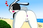  &lt;3 2022 animal_crossing anthro anus beach bent_over big_butt black_body black_fur blue_sky bush_(disambiguation) butt clitoris domestic_rabbit dotty_(animal_crossing) dutch_rabbit female fur genitals lagomorph leporid looking_at_viewer looking_back mammal multicolored_body multicolored_fur nintendo nonyammychoko nude open_mouth open_smile oryctolagus palm_tree plant plump_labia presenting presenting_hindquarters puffy_anus pussy rabbit rear_view sand sea seaside shaded signature sky smile solo standing thick_thighs tree video_games water white_body white_fur wide_hips 