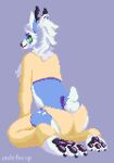  ambiguous_gender anthro antlers bedroom_eyes blue_body butt cervid chest_tuft clothing crop_top green_eyes hair horn intersex intersex/intersex kiumi(kiumithedeer) legwear maleherm mammal narrowed_eyes panties pawpads paws presenting presenting_hindquarters rear_view seductive shirt silkykitsune(codefoxup) slightly_chubby solo spots spotted_body tail_tuft thigh_highs tongue tongue_out topwear tuft underwear white_body white_hair yellow_clothing 