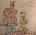  anthro bed bone breasts bulge canid canine canis domestic_dog duo female furniture hanna-barbera human male male/male mammal muscular muscular_male scooby-doo scooby-doo_(series) shaggy_rogers shirtless thick_thighs unknown_artist 