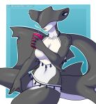  anthro beverage clothing female fish ground_shark hammerhead_shark kitsunewaffles-chan marine shark solo 