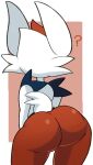 ambiguous_gender anthro big_butt butt cinderace hi_res multicolored_body nintendo nude pok&eacute;mon pok&eacute;mon_(species) question_mark rear_view solo thick_thighs two_tone_body video_games vilepluff wide_hips 