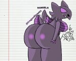  breasts butt digital_drawing_(artwork) digital_media_(artwork) dragon dragonrivas01 fan_character female female/female happy humanoid pose purple_body purple_eyes smile solo 