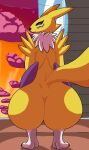  absurd_res anthro bandai_namco big_butt butt canid canine canis curvaceous curvy_figure digimon digimon_(species) digital_media_(artwork) eye_contact female feral fox fur hi_res humanoid irc_(artist) looking_at_another mammal presenting rear_view renamon solo solo_focus voluptuous 