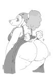  anthro bare_back big_butt blush blush_lines breasts butt canid canine canis cellulite chubby_female clothed clothing clothing_lift domestic_dog dress dress_lift ear_tuft female frilly frilly_clothing hair hi_res huge_butt inviting jiggling mammal manna-mint overweight overweight_female poodle raised_clothing raised_dress smile smirk solo split_color tail_motion tailwag tied_hair tuft 