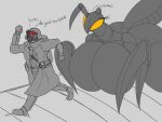  antennae_(anatomy) anthro arthropod bethesda_softworks big_breasts big_butt breasts butt clothed clothing dialogue english_text fallout female glowing glowing_eyes hi_res huge_breasts human hyper hyper_breasts insect male mammal non-mammal_breasts nude running text thick_thighs vf-01s video_games wide_hips 