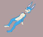  3_toes 4_fingers absurd_res anthro blue_body blue_fur blush body_blush breasts claws corpse countershade_face countershade_feet countershade_torso countershading crowskull death decapitation eye_roll facial_tuft feet female fingers fur genitals half_lidded_eyes head_tuft headless hi_res lagomorph lantu leporid lying mammal navel nude on_back pussy pussy_blush rabbit red_eyes ryona severed_head simple_background small_breasts soles solo toes tuft 