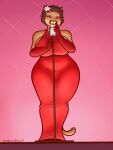  absurd_res big_breasts breasts clothing cougar dress felid feline female gloves handwear hi_res jeremy_(penscot79) mammal oystercatcher7 red_clothing red_dress red_gloves red_handwear singer solo thick_thighs wide_hips 