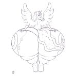  2019 absurd_res anthro anthrofied badgerben big_butt breasts butt clothing crown cutie_mark equid equine feathered_wings feathers female footwear friendship_is_magic hair hasbro hi_res horn huge_butt humanoid_hands hyper hyper_butt hyper_hips mammal monochrome my_little_pony navel nipples open_mouth open_smile panties princess_luna_(mlp) shoes signature small_breasts smile solo sound_effects thick_thighs underwear wide_hips winged_unicorn wings 