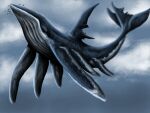  4:3 ambient_bird ambiguous_gender avian bird black_body black_tail cetacean cloud dorsal_fin feral fin forked_tail grey_body grey_tail group imperatorcaesar mammal marine mouth_closed sky solo_focus unusual_anatomy unusual_tail 