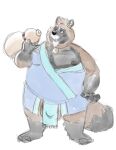  2022 anthro balls belly big_belly black_body black_nose bravo brown_body canid canine eyewear genitals glasses hi_res humanoid_hands male mammal moobs nipples overweight overweight_male raccoon_dog simple_background solo tanuki white_background 