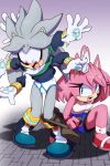  2022 anthro assisted_exposure blue_eyes bullying canid canine canis clothed clothing duo embarrassed euf-dreamer eulipotyphlan fan_character female footwear fur gloves grey_body grey_fur handwear hedgehog hi_res male mammal pantsing pink_body pink_fur sega shoes silver_the_hedgehog sonic_the_hedgehog_(series) underwear wolf yellow_eyes 