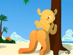  anthro antlers anus blush butt cartoon_network darwin_watterson fairy female fish genitals horn kneeling looking_back male marine nonyammychoko nude palm_tree penny_fitzgerald plant presenting presenting_hindquarters pussy signature the_amazing_world_of_gumball tree wings 