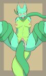  2022 3:5 absurd_res anthro blush bodily_fluids butt clitoris cum cum_in_pussy cum_inside female genital_fluids genitals green_body hi_res horn kobold navel nipples nude open_mouth penetration pussy solo spread_legs spreading teal_body tentacle_around_leg tentacle_around_neck tentacle_sex tentacles the_man tongue tongue_out vaginal vaginal_penetration yellow_eyes 